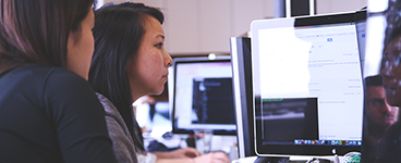 Student looking at a screen